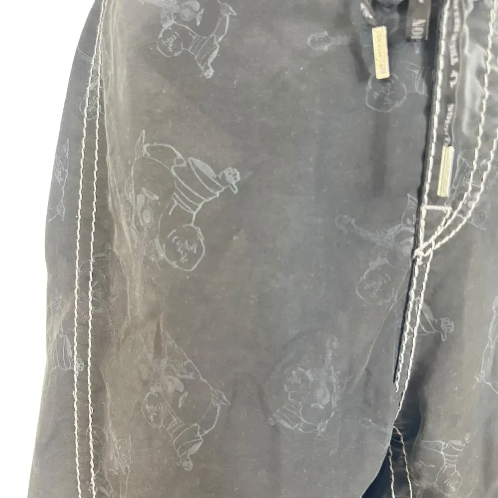 True Religion Buddha Print Board Shorts Men’s 32 Black Surf Swim Trunks Y2K